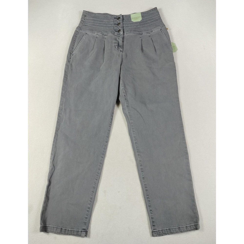 Ryegrass Pants Womens 10 Gray High Waisted Ankle‎ Tapered Pleated Twill Stretch